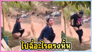 คลิปหลุดทางบ้านสาวอีสานเที่ยวงานหมอรำรถแห่ เยี่ยวกลางถนนโดนเพื่อนถ่ายคลิป